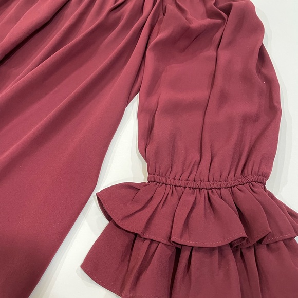 Cece Burgundy Statement Sleeve Blouse - Picture 5 of 7